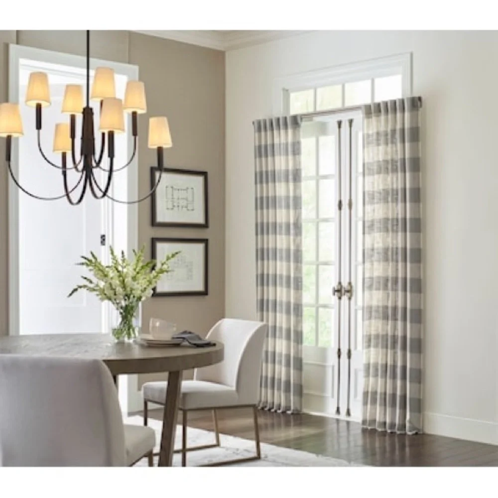 allen + roth 95-in Grey Plaid Light Filtering Back Tab Single Curtain Panel